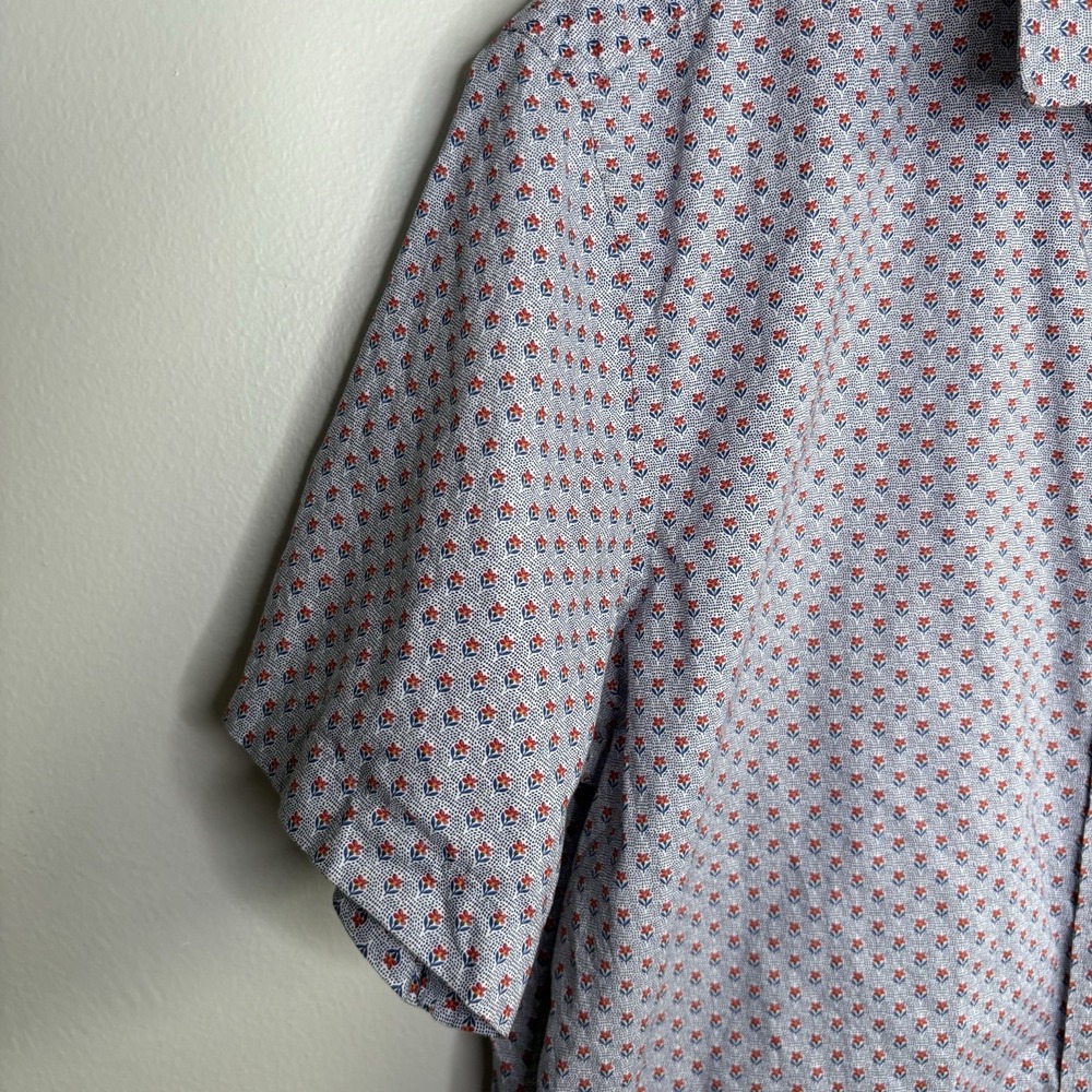 Untuckit Mens Shirt XL Blue Floral Short Sleeve Button Up Collar Casual Office - Picture 3 of 9